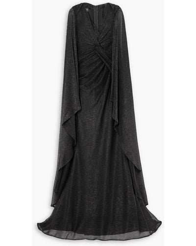 Talbot Runhof Cape-effect Metallic Knitted Gown - Black