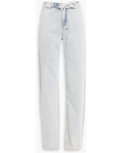 Ksubi Undone Playback Navana Fold-over High-rise Straight-leg Jeans - White