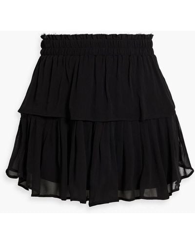 LoveShackFancy Tiered Ruffled Chiffon Mini Skirt - Black