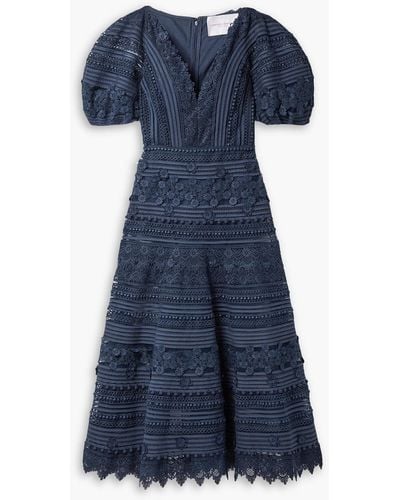 Carolina Herrera Guipure Lace And Tulle Midi Dress - Blue