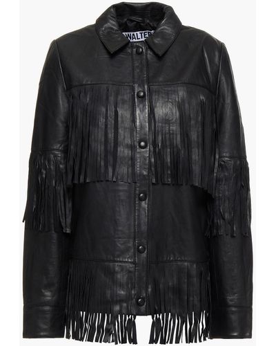 Walter Baker Nash Fringed Leather Jacket - Black