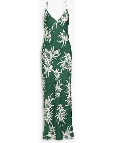 Rag & Bone Larissa Floral-print Silk-blend Charmeuse Maxi Slip Dress - Green