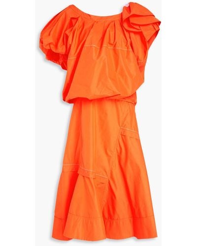 3.1 Phillip Lim One-shoulder Ruffled Cotton-blend Poplin Midi Dress - Orange