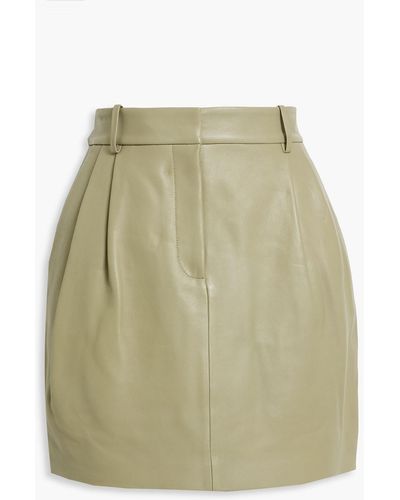 Theory Pleated Leather Mini Skirt - Green