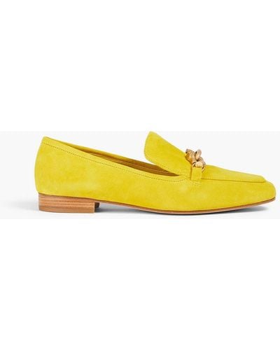 Tory Burch Jessa Embellished Suede Loafers - Yellow