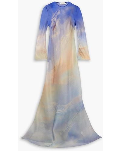 Zimmermann Tama robe aus seidenorganza mit print - Blau
