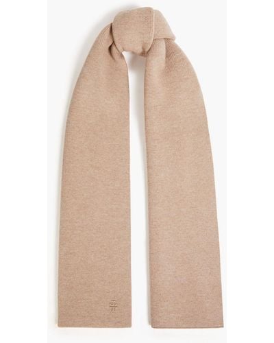 Tory Burch Embroidered Cashmere Scarf - Natural