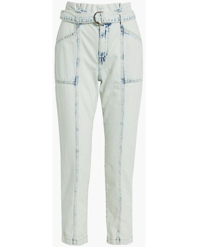 Jonathan Simkhai Belted Acid-wash High-rise Tapered Jeans - Blue