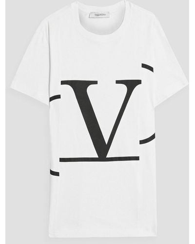 Valentino Garavani Printed Cotton-jersey T-shirt - Blue