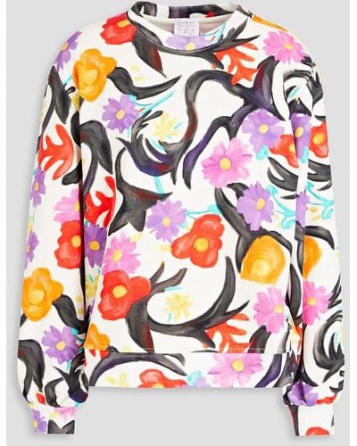 Stella Jean Sweatshirt aus baumwollfrottee mit floralem print - Grau