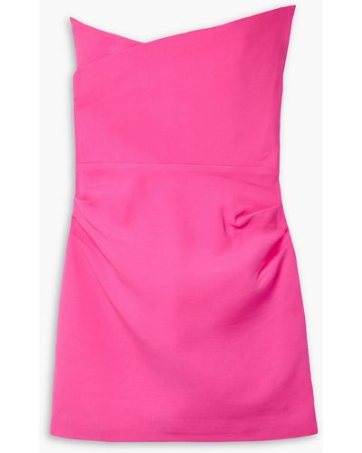 Roland Mouret Strapless Asymmetric Wool And Silk-blend Mini Dress - Pink