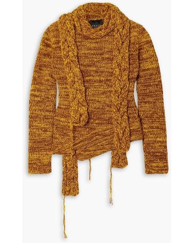 A.W.A.K.E. MODE Asymmetric Draped Merino Wool-blend Sweater - Brown