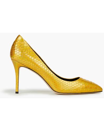 Giuseppe Zanotti Lucrezia 90 Iridescent Snake-effect Leather Court Shoes - Yellow