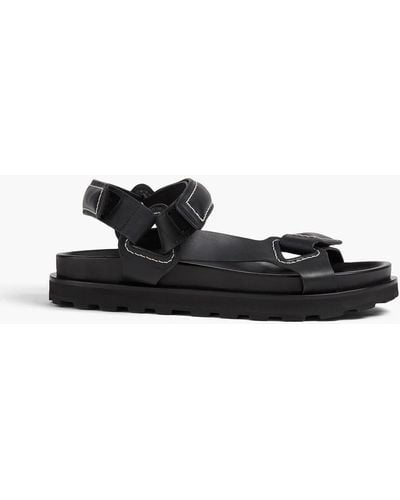 Jil Sander Topstitched Leather Sandals - Black