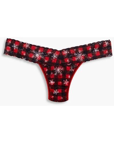 Hanky Panky Signature Printed Stretch-lace Low-rise Thong - Red