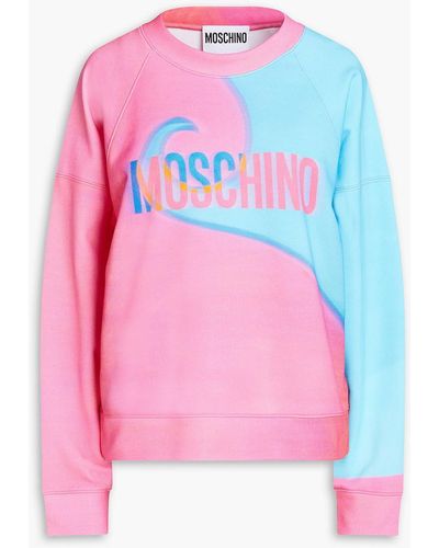 Moschino Printed French Cotton-terry Sweatshirt - Pink