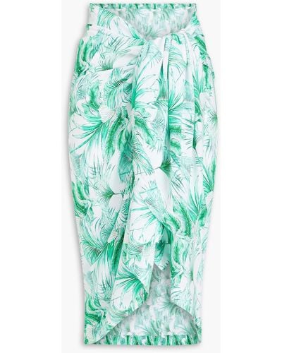 Melissa Odabash Floral-print Voile Pareo - Green