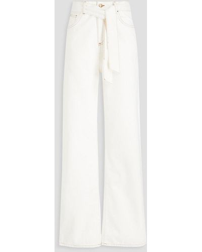 Ba&sh Belted High-rise Wide-leg Jeans - White