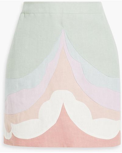 Valentino Garavani Color-block Linen Mini Skirt - White