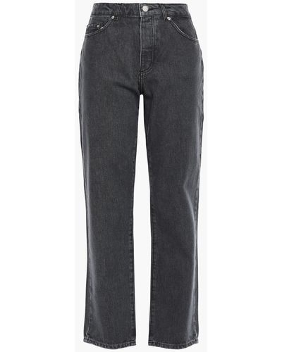American Vintage Distressed High-rise Straight-leg Jeans - Grey