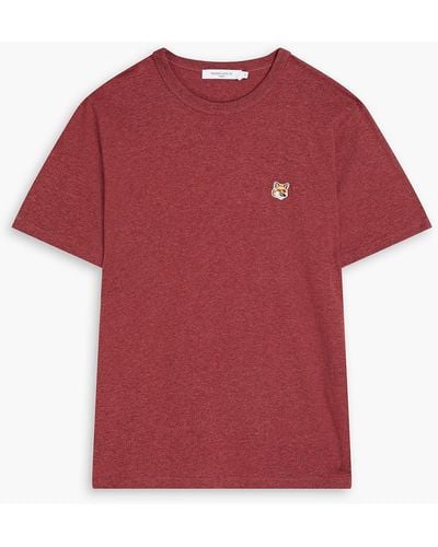 Maison Kitsuné Appliquéd Cotton-jersey T-shirt - Red