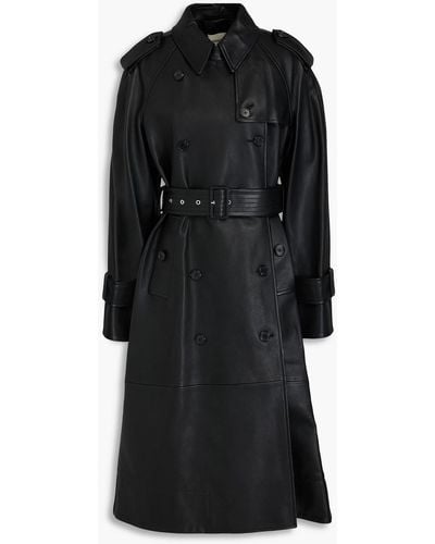 Khaite Selly Belted Leather Trench Coat - Black
