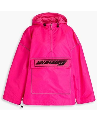 ROTATE BIRGER CHRISTENSEN Oversized Embroidered Shell Hooded Jacket - Pink