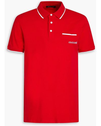 Roberto Cavalli Logo-embroide Cotton-piqué Polo Shirt - Red