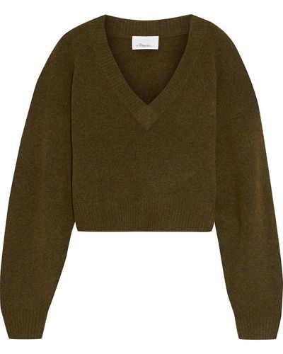 3.1 Phillip Lim Cropped Brushed Knitted Sweater - Green