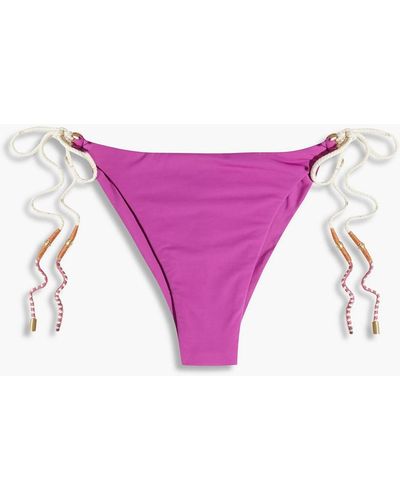 ViX Ada Cord-trimmed Low-rise Bikini Briefs - Purple