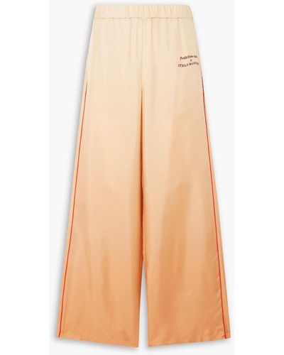 Stella McCartney Yoshimoto Nara Printed Silk-satin Wide-leg Trousers - Natural
