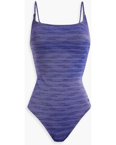 Zimmermann Metallic Stretch-jacquard Swimsuit - Purple