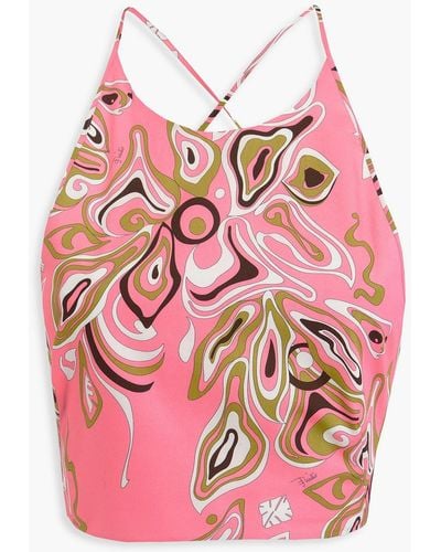Emilio Pucci Cropped Printed Cotton Top - Pink