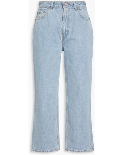 Ganni Cropped High-rise Straight-leg Jeans - Blue