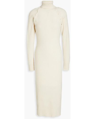 Envelope Berg Convertible Ribbed Cashmere And Wool-blend Midi Dress - White