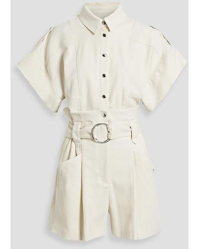 IRO Belted Textured Crepe Playsuit - White