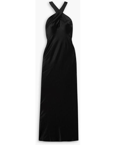 Galvan London Evelyn Cutout Satin Halterneck Maxi Dress - Black