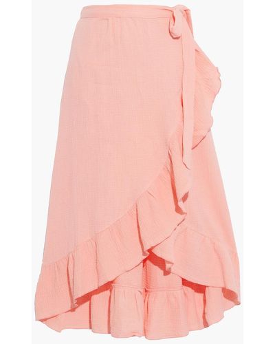 Eberjey Nomad Roxanna Ruffled Crinkled-cotton Wrap Skirt - Pink