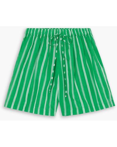 Faithfull The Brand Sereno Striped Cotton-voile Shorts - Green