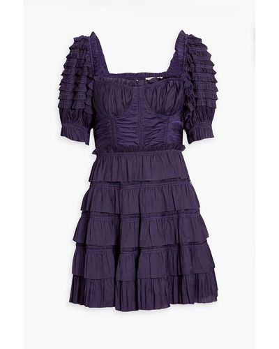 Ulla Johnson Lucette Tiered Satin Mini Dress - Purple
