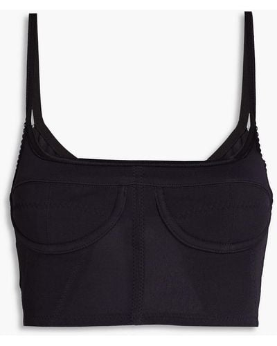 Jacquemus Melo Cropped Stretch-jersey Top - Black