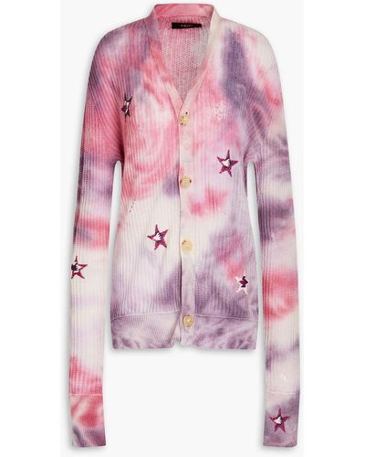 Amiri Tie-dyed Ribbed Cashmere Cardigan - Pink