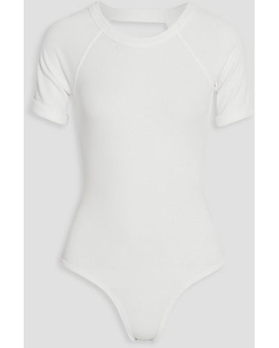 The Line By K Remy Open-back Ribbed Jersey Bodysuit - White