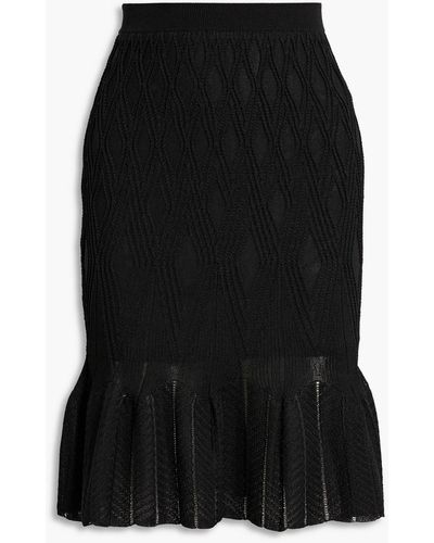 Diane von Furstenberg Magnolia Fluted Pointelle-knit Skirt - Black