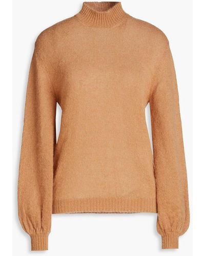 Alberta Ferretti Mohair-blend Turtleneck Sweater - Brown