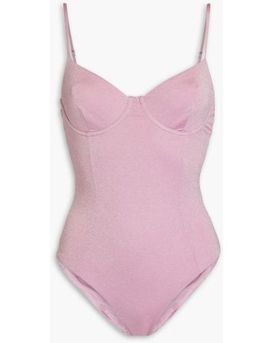 Onia Chelsea Metallic Stretch-jersey Underwired Swimsuit - Pink