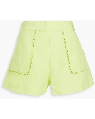 Aje. Lucie Bead-embellished Linen-blend Shorts - Yellow