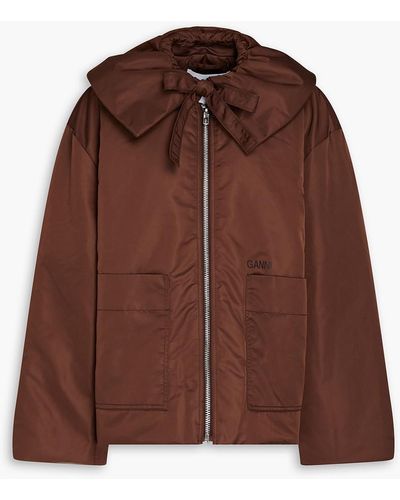 Ganni Bow-detailed Shell Jacket - Brown