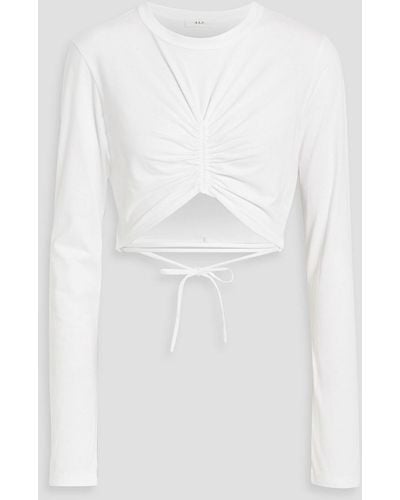 A.L.C. Janie Cropped Ruched Cotton-jersey Top - White
