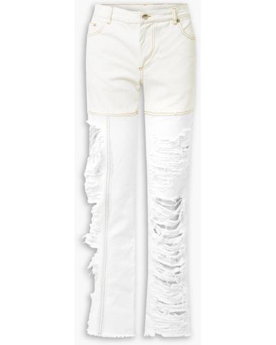 Peter Do Distressed High-rise Straight-leg Jeans - White